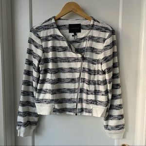 Sanctuary navy and white striped moto jacket NWT